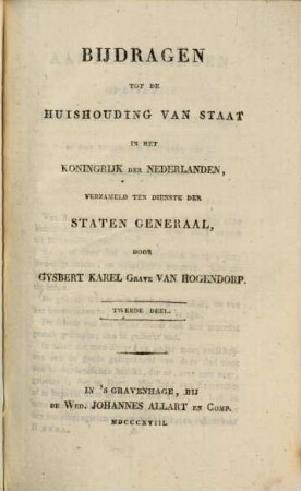 Bijdragen tot de huishouding van staat in het Koninkrijk der Nederlanden, 2. 1818