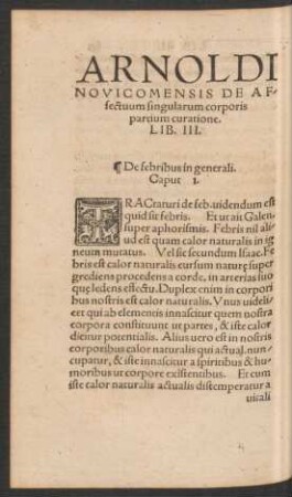 Arnoldi Novicomensis De Affectuum singularum corporis partium curatione. Lib. III.