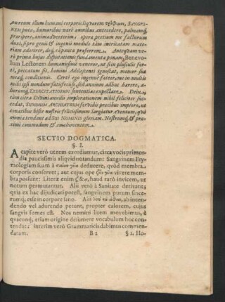 Sectio Dogmatica.