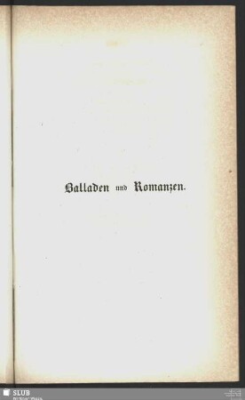 Balladen und Romanzen