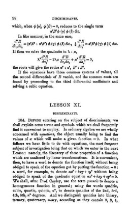 Lesson XI. Discriminants.