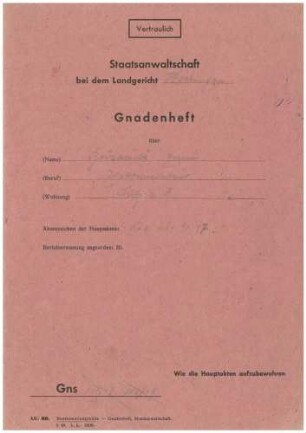Wagner, Georg, Oberpostinspektor, Sulz: Gnadenheft Erwin Brösamle Gns 130/48