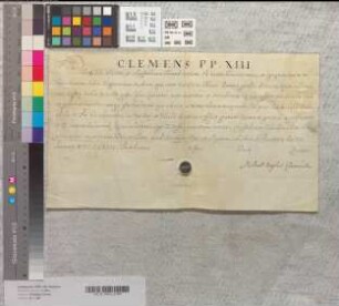 Papst Clemens XIII. übersendet Abt Philipp zu Corvey seinen Segen.