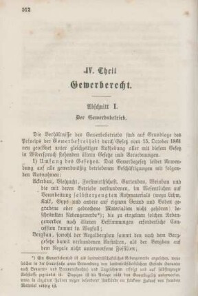 IV. Theil. Gewerberecht.