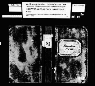 Kriegsstammrolle der Garnisonsbatterie und Gesamtregister zu den Bänden 82 - 86