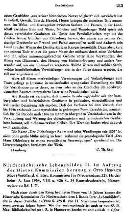 Niedersächsische Lebensbilder II, hrsg. von Otto Heinrich May, (Veröffentlichungen der Historischen Kommission für Niedersachsen ..., 22,2) : Hildesheim, Lax, 1954