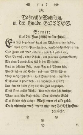 IV. Das rechte Wohlseyn, in der Gnade Gottes.