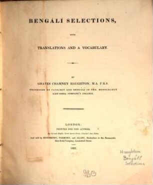 Bengali Selections : with transl. and a vocabulary