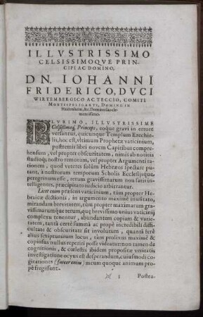 Illustrissimo Celsissimique Principi Ac Domino Dn. Iohanni Friderico, Duci Wirtembergico Ac Teccio [...]