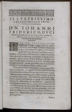 Illustrissimo Celsissimique Principi Ac Domino Dn. Iohanni Friderico, Duci Wirtembergico Ac Teccio [...]