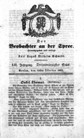 43. Stück, 24. Oktober 1853