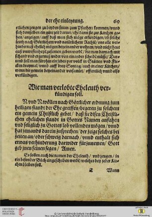 Wie man verlobte Eheleuth verkündigen soll