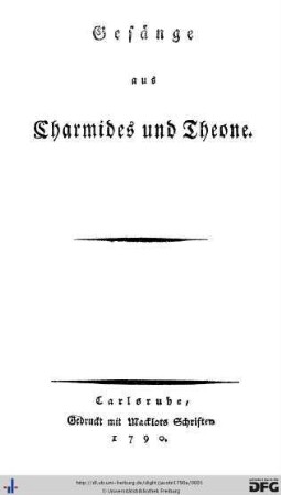 Gesänge aus Charmides und Theone