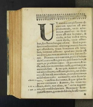 Ut mundus amplissimum divinorum operum est amphitheatrum, variis ...