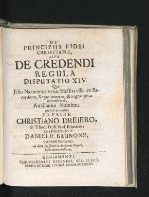 Disputatio XIV. Respondente Daniele Brunone.