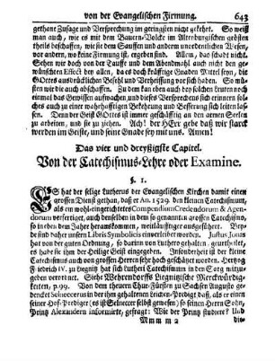 Das vier und dreyßigste Capitel. Von der Catechismus-Lehre oder Examine.