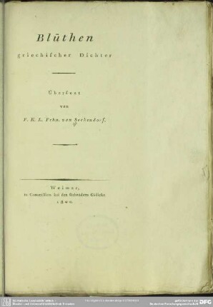 Blüthen griechischer Dichter