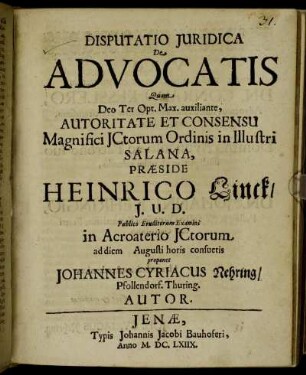 Disputatio Iuridica De Advocatis
