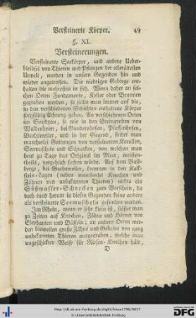 XI. Versteinerungen.