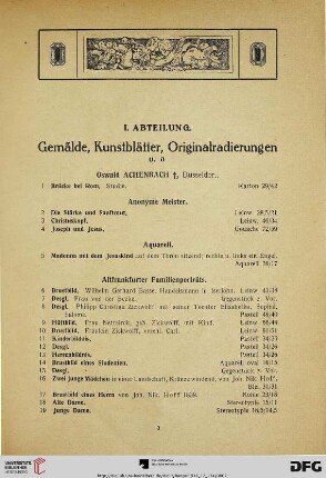 Gemälde, Kunstblätter, Originalradierungen (Nr. 1-184)