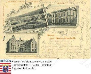 Groß-Umstadt, Panorama und Einzelansichten / Amtsgericht, Real- und Landwirtschaftsschule