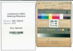 Entnazifizierung Heinrich Cox , geb. 07.03.1905 (Schuhmacher)