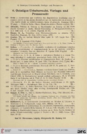 6. Geistiges Urheberrecht. Verlags- und Presserecht (Nr. 947 - 968)