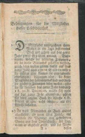 Bedingungen für die Mitglieder dieser Lesebibliothek