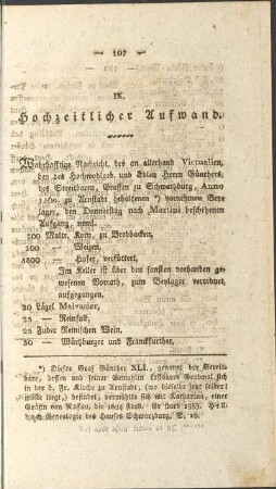 IX. Hochzeitlicher Aufwand.