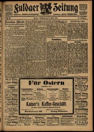 Zweite Ausgabe vom Mittwoch, den 19. April 1905.