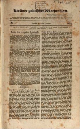 Berliner politisches Wochenblatt. 1833