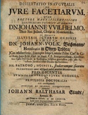 Diss. inaug. de iure facetiarum