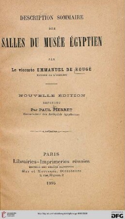 Description sommaire des salles du Musée Égyptien