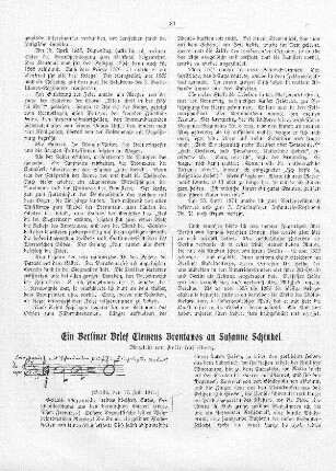 Ein Berliner Brief Clemens Brentanos an Susanne Schinkel