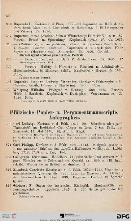 Pfälzische Papier- und Pergamentmanuscripte. Autographen (Nr. 323-330)