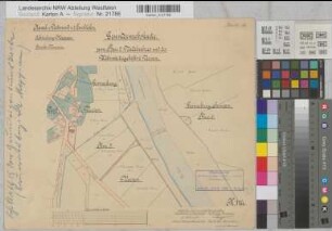 Ems Kanalisierung Grunderwerbskarte Strecke Meppen Blatt 16 Nadelwehr und Wehrwärterwohnung bei Versen 1892 1 : 2000 33 x 40 kol. Zeichnung A. Franke, Wasserbauinspektor Wasser- und Schiffahrtsdirektion Münster