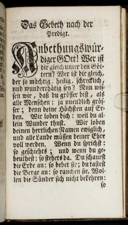 Das Gebeth nach der Predigt.