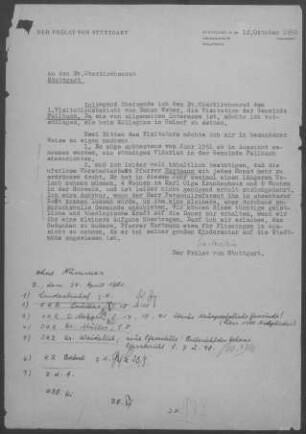 Fellbach: Visitationsbericht mit Pfarrbericht 1950
