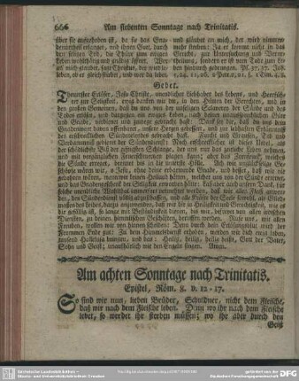 Am achten Sonntage nach Trinitatis. Epistel, Röm. 8. v. 12-17