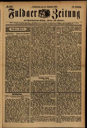 Erste Ausgabe vom Donnerstag, den 24. Dezember 1896.