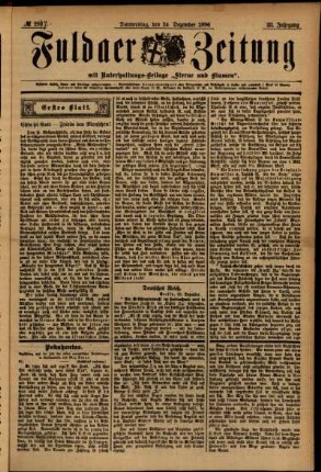 Erste Ausgabe vom Donnerstag, den 24. Dezember 1896.