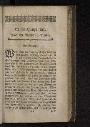 Erstes Hauptstück. Von der Natur-Geschichte.