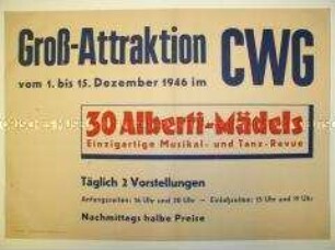 Maueranschlag mit Ankündigung eines Auftritts der Alberti-"Mädels in Chem"nitz