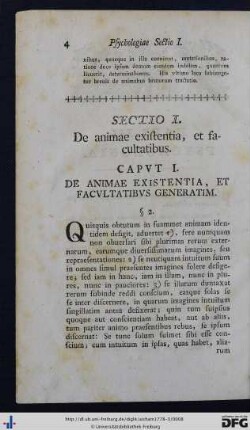 Sectio I. De animae existentia, et facultatibus.