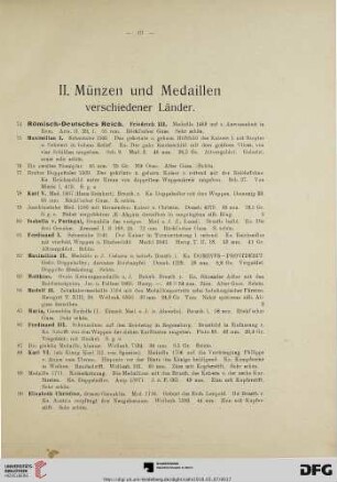 II. Münzen und Medaillen verschiedener Länder