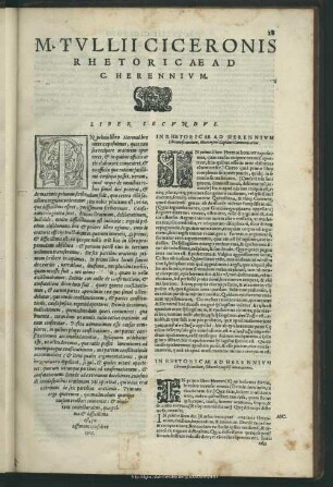 M. Tullii Ciceronis Rhetoricae Ad C. Herennium Liber Secundus