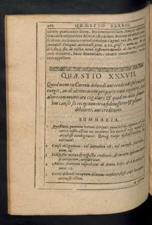 Quaestio XXXVII. Quod unus ex Correis debendi aut credendi solvit, vel exegit, an ...