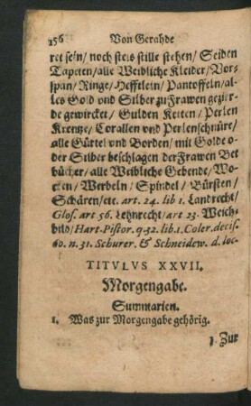 Titulus XXVII. Morgengabe.