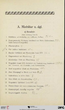 a) Boudoir (Nr. 1-22)