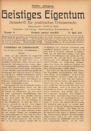 Nummer 14 (15. April 1909)